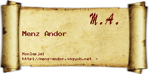 Menz Andor névjegykártya